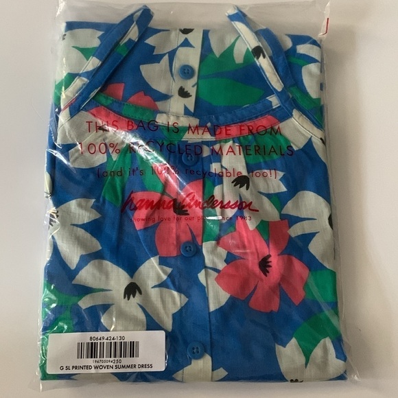 Hanna Andersson Girl Woven Blue Floral Dress 6-7 years 120 cm or 8 Years 130 Cm - Picture 10 of 10